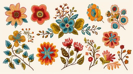 Canvas Print - Illustration of embroidery designs