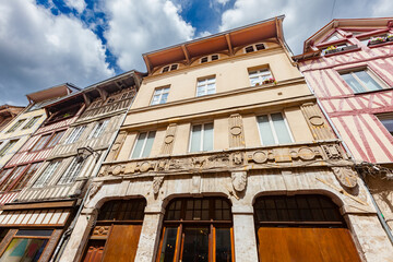 Wall Mural - Rouen, Normandy, France, Eau de Robec street, traditional colorful half-timbered houses and narrow streets