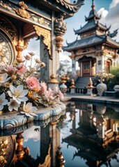 Wall Mural - chinese temple at night