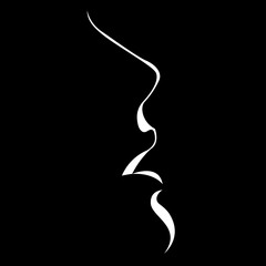 vector black and white illustration of a beautiful female face formed by a shadow. useful for advertising products for women, beauty salons, decorative and care cosmetics, logo, print, poster, design