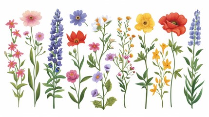 Sticker - A seamless pattern of hand-drawn wildflowers