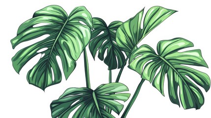 Sticker - Illustration of a Monstera deliciosa plant