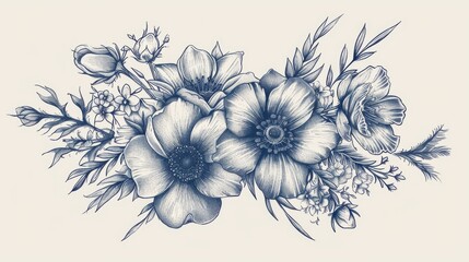 Wall Mural - Illustration of a flower bouquet