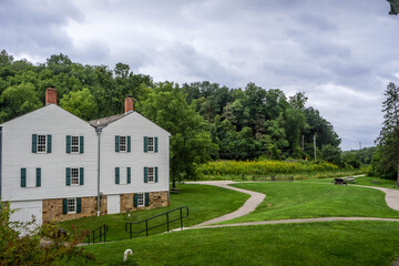 The old American architecture in the field forest at Cuyahoga Valley National Park, in Cleveland, a tourist historic destination.
