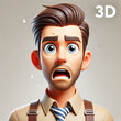 © yyssggee - Shocked,scared,amazed,cartoon,character,adult,man,male,guy,person,portrait,in,3d,style,design,on,light,background.,Human,people,feelings,expression,concept,