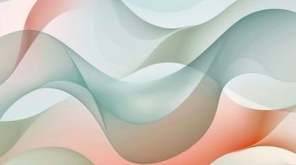 Poster - Abstract Composition Featuring Flowing Waves and Soft Colors in Light Pastel Tones