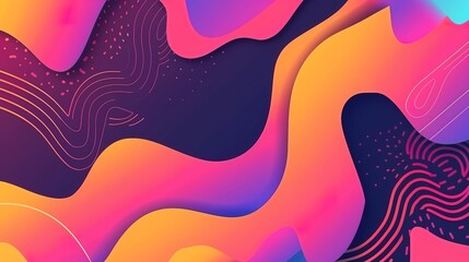 Poster - Colorful Abstract Design With Curves and Patterns in Vibrant Shades at Night