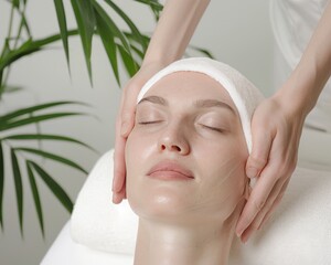 Disinfection and relaxation Woman disinfecting feet before a pedicure, highlighting beauty and wellness