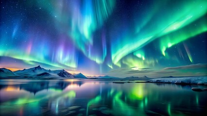 Wall Mural - Celestial Symphony: A Dance of Emerald and Indigo  AI Generated