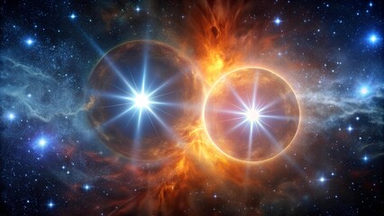Wall Mural - Eternal Dance of Celestial Giants: A Binary Star System in Deep Space  Generative AI