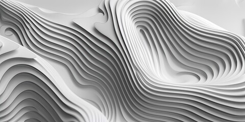 Wall Mural - Abstract white wavy lines and curves.