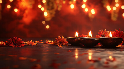 Glowing Diwali Delight - Traditional Decorations with Copy Space