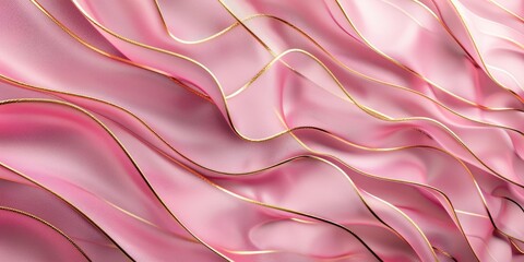 Wall Mural - Pink fabric with golden trim.