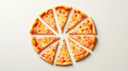 Pizza slices arranged in a circular gradient pattern