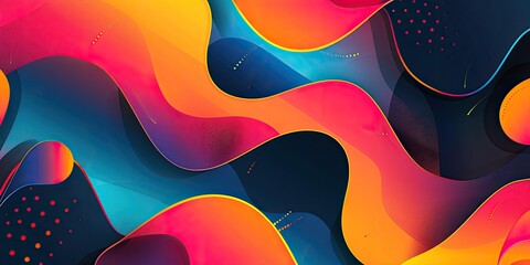 Abstract colorful wavy shapes with dots.