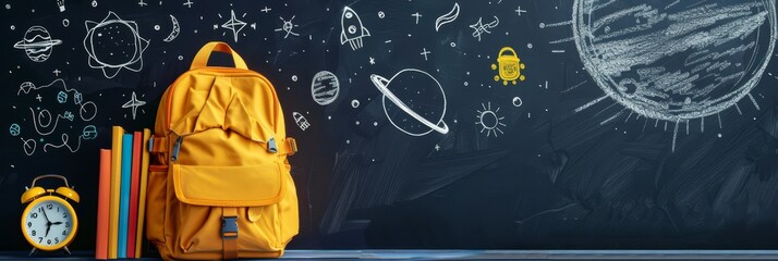Poster - Browse our school supplies collection featuring a captivating spacethemed chalkboard background, perfect for students, teachers, and astronomy enthusiasts. Ideal for backtoschool shopping