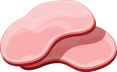 Poster - Two slices of ham overlapping each other on a white background