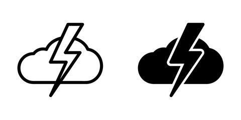 Aufkleber - ofvs678 OutlineFilledVectorSign ofvs - severe weather vector icon .  lightning bolt sign . cloud with thunderbolt . isolated transparent . outline and filled version . AI 10 / EPS / PNG . g12024