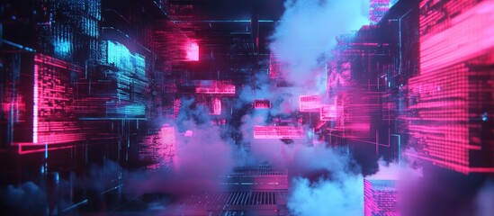 Poster - 3D Typography with Dynamic Screen Effects Depicting Technological Glitches and Interference