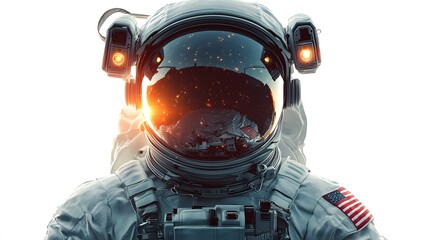 png astronaut suit sticker, 3d rendering, transparent background