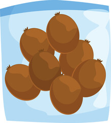 Poster - This illustration features a collection of ripe kiwi fruits enclosed in a transparent plastic bag, emphasizing freshness and quality