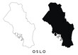© Alex - Oslo map outline and black silhouette vector
