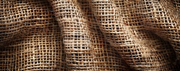 Wall Mural - Rough jute fabric with coarse weave, 4K hyperrealistic photo