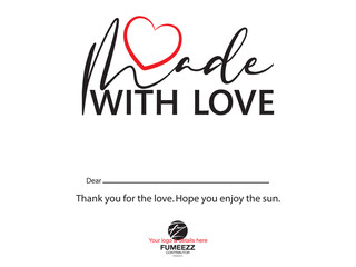 Sticker - MADE WITH LOVE THANK YOU COMPLIMENT CARD DESIGN TEMPLATE VECTOR