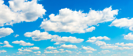 Canvas Print - Sky and clouds, white clouds on blue sky, panorama sky background