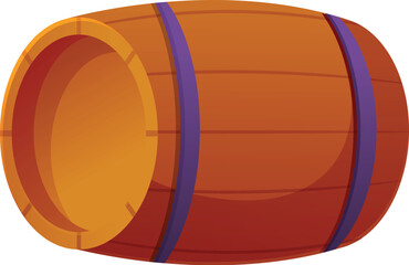 Wall Mural - Wooden barrel is lying on its side, suggesting it is full of a beverage like beer or wine and ready for storage