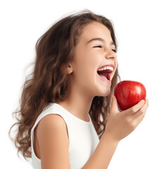 Sticker - PNG Laughing apple white background happiness.