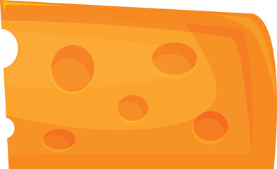 Wall Mural - Cartoon of a slice of swiss cheese with holes on white background