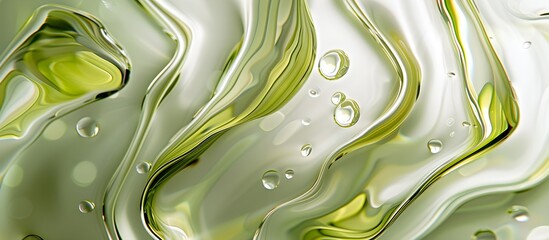 Wall Mural - Abstract Green Liquid Texture with Bubbles