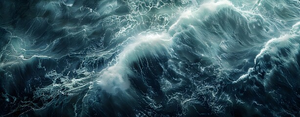 Canvas Print - Aerial view of stormy sea waves