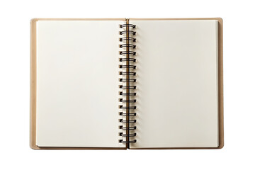 Canvas Print - Open spiral notebook with blank pages isolated on a transparent background.