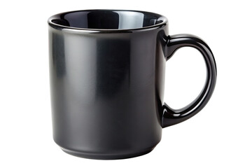 Sticker - Black ceramic coffee mug on a dark background isolated on a transparent background.