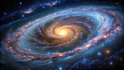 Wall Mural - Cosmic Spiral A Digital Painting of a Starry Galaxy, digital art, space, galaxy, stars, ,