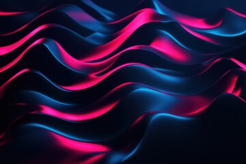 Poster - Mysterious background displaying flowing designs. Glossy texture with bright neon highlights