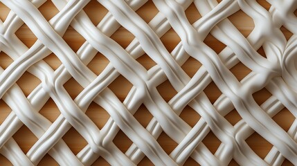 Wall Mural - Detailed view of a fresh lattice, highlighting delicious textures, front view from above, studio lighting, white background.