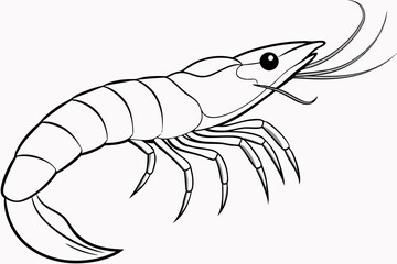 Wall Mural - shrimp line art vector , shrimp icon vector, Sea lobster	
