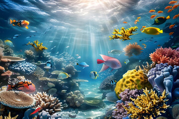 Poster - Underwater Wonders Dive into marine life and coral reefs on the seabed , Dive, Underwater, seabed, into, Wonders, reefs