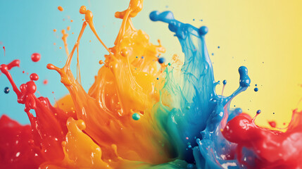 Wall Mural - Colorful ink splash abstract background