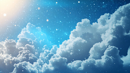 fancy background of glittering fluffy clouds and sky