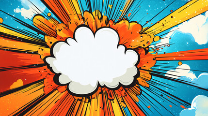 Wall Mural - comic art style exploding pop speech bubble background illustration