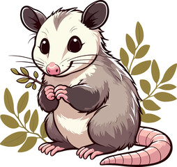 Wall Mural - illustration of a cute cartoon opossum