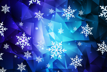Wall Mural - Dark Pink, Blue vector background with beautiful snowflakes, stars.