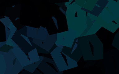Wall Mural - dark blue, green vector background with set of hexagons.