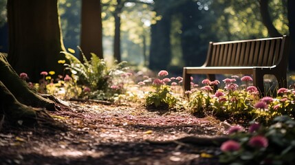 Wall Mural - a bench in a park. 