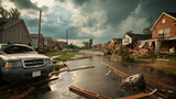 Aftermath of a Tornado in a Residential Area