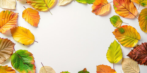 A set of decorative leaves on the border of a white background.